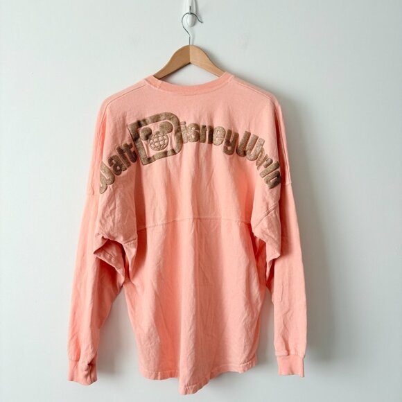 Walt Disney World Spirit Jersey Glitter Long Sleeve Coral Pink Rose Gold Small - Picture 6 of 7